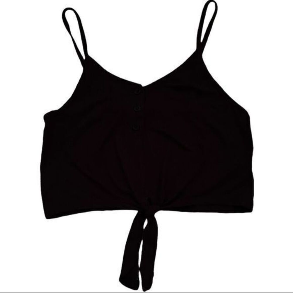 NWT HYFVE Women's Crop Tank‎ Top Tie Front Spaghetti Strap Black Small